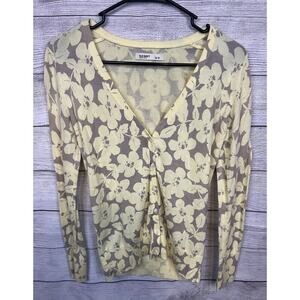 Old Navy Women’s Yellow And Gray Floral Cardigan Size S